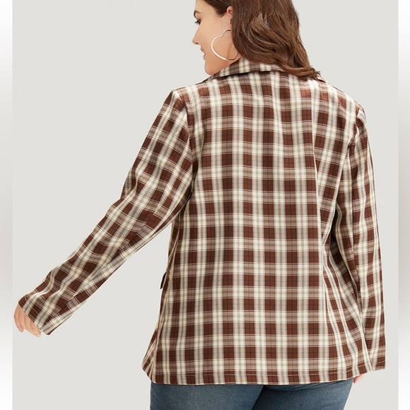 BloomChic Plus 6XL Plaid Button Through Flap Pocket Blazer us30 - Picture 3 of 6